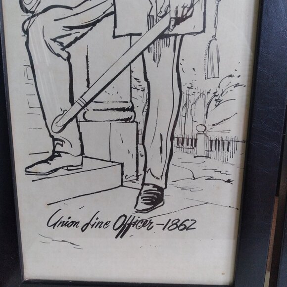 2 Vintage Historic American Civil War Union Officer Infantry Soldier Frame Print - Picture 3 of 8